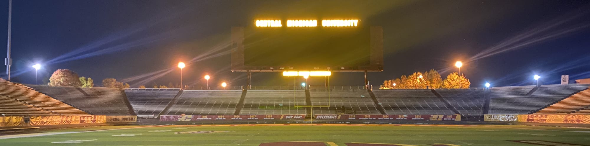 empty football stadium at night under the lights Biloxi